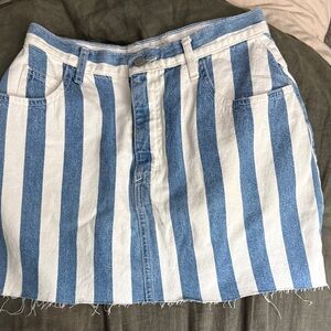 Vintage Guess Blue and White Striped Denim Skirt